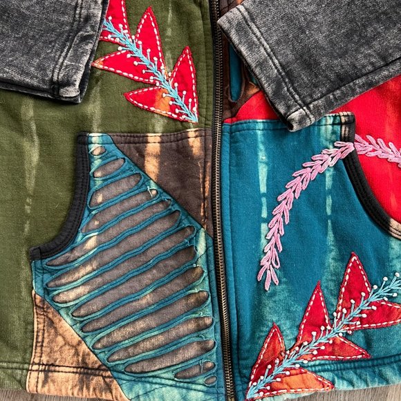 Rising International Boho Embroidered Hooded Sweatshirt M - Picture 6 of 8